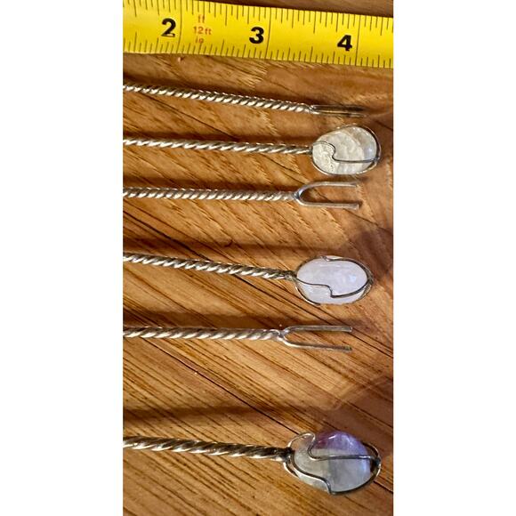 Vintage Barasch Sylmar Appetizer Picks: Semi Precious Stone Cocktail Picks - Picture 4 of 6